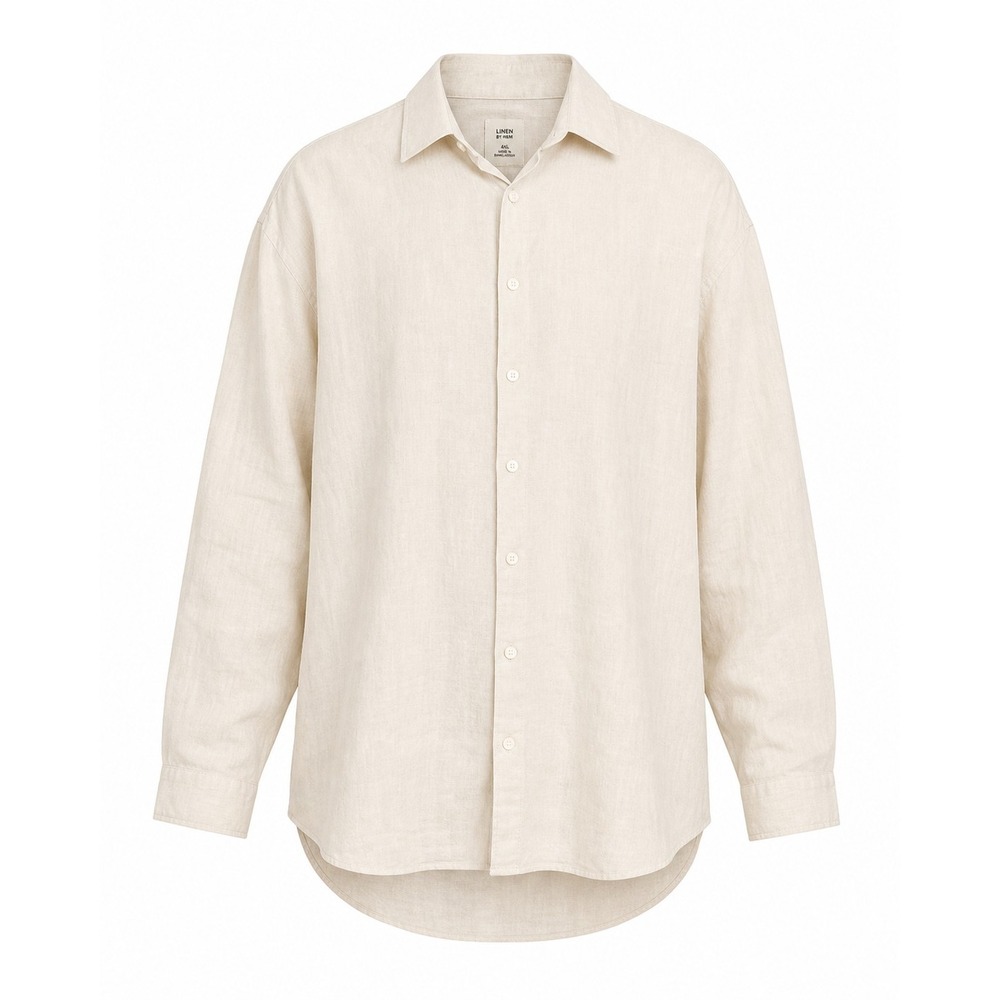 Murano Baird McNutt Linen Button-Up Men's Shirt Ivory Non-Iron 4XB Long Sleeve